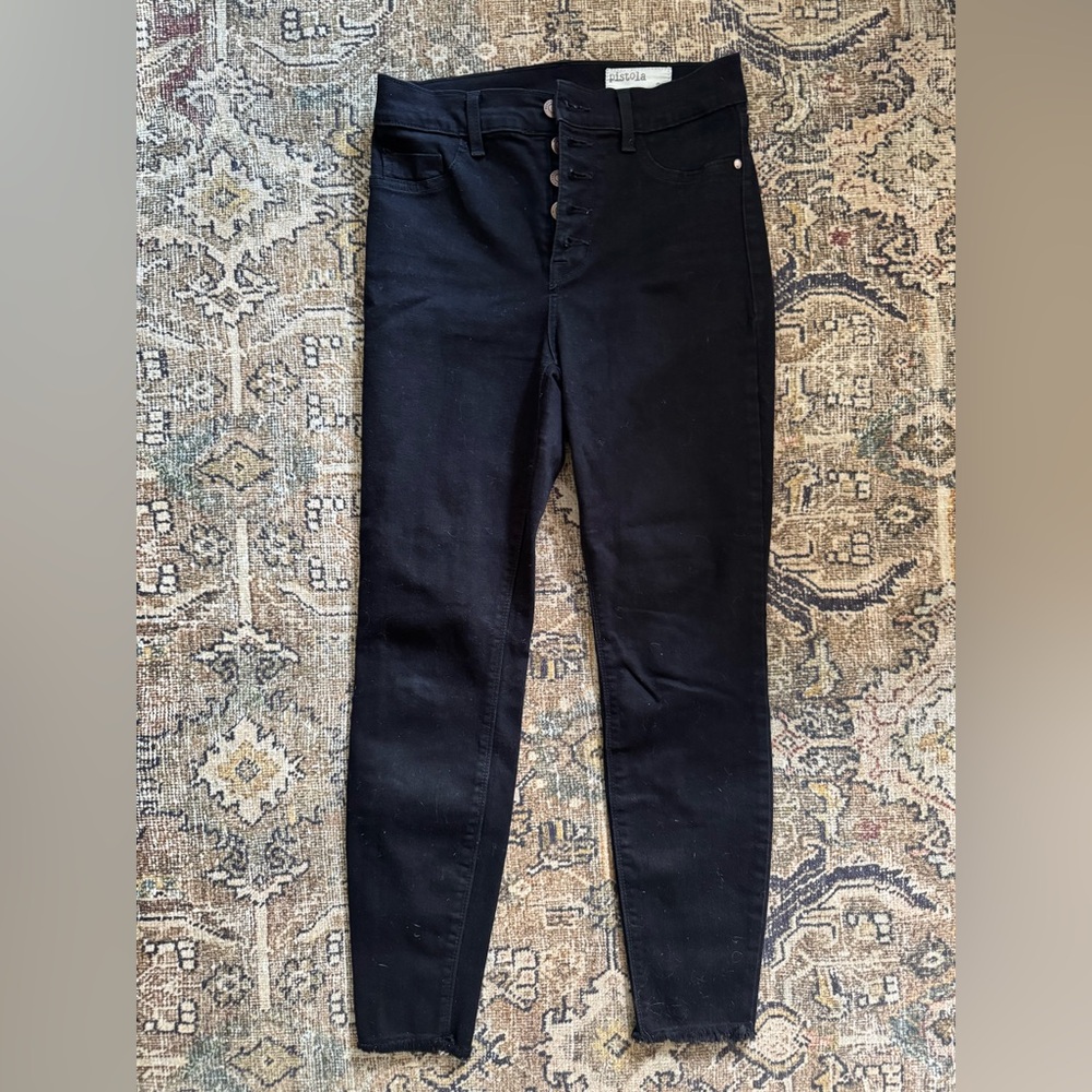 Pistola Audrey (P8550B) Black Skinny Jeans – Size 27 – Raw Hem – Made in USA